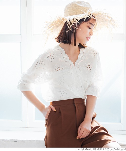 coca(coca)(コカ)の「カットワークブラウス(シャツ/ブラウス・レディース・ホワイト/ブラック/レッド・M/L)」の8枚目の写真