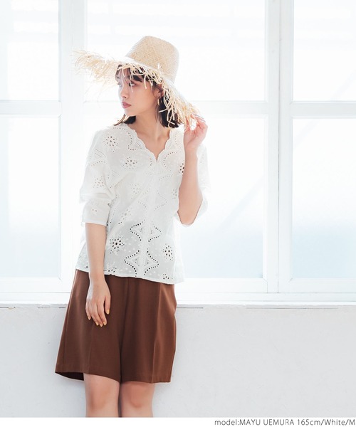 coca(coca)(コカ)の「カットワークブラウス(シャツ/ブラウス・レディース・ホワイト/ブラック/レッド・M/L)」の9枚目の写真