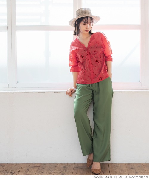 coca(coca)(コカ)の「カットワークブラウス(シャツ/ブラウス・レディース・ホワイト/ブラック/レッド・M/L)」の14枚目の写真