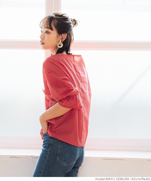 coca(coca)(コカ)の「カットワークブラウス(シャツ/ブラウス・レディース・ホワイト/ブラック/レッド・M/L)」の16枚目の写真