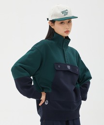 【ROMANTIC CROWN】BUTTON UP POCKET ANORAK / ロマンティッククラウン ボタンアップ ポケット ハイネック スウェットシャツ