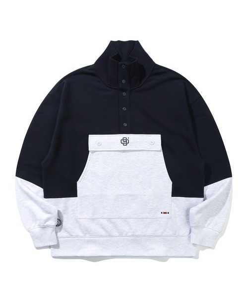 ROMANTIC CROWN(ロマンティッククラウン)の「【ROMANTIC CROWN】BUTTON UP POCKET ANORAK / ロマンティッククラウン ボタンアップ ポケット ハイネック スウェットシャツ(その他トップス・メンズ・ネイビー/グリーン・SMALL/MEDIUM/LARGE)」の14枚目の写真