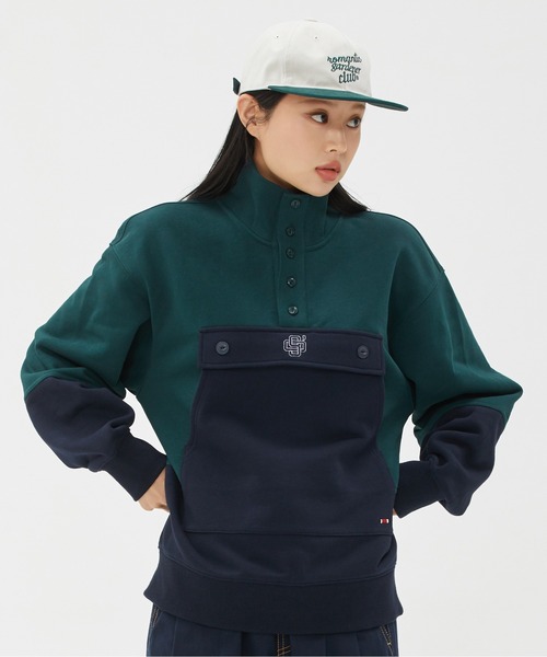 ROMANTIC CROWN(ロマンティッククラウン)の「【ROMANTIC CROWN】BUTTON UP POCKET ANORAK / ロマンティッククラウン ボタンアップ ポケット ハイネック スウェットシャツ(その他トップス・メンズ・ネイビー/グリーン・SMALL/MEDIUM/LARGE)」の21枚目の写真