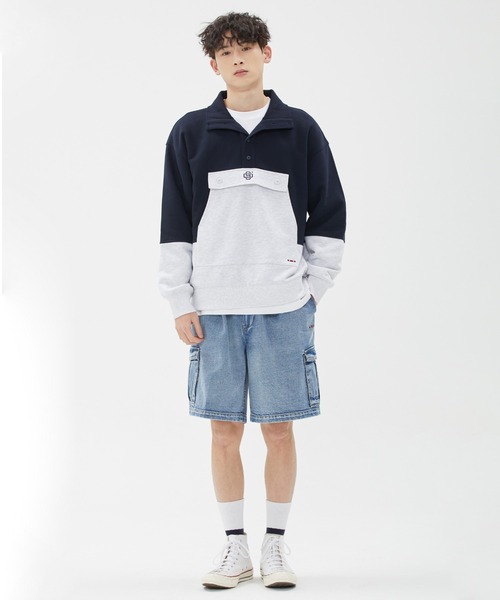 ROMANTIC CROWN(ロマンティッククラウン)の「【ROMANTIC CROWN】BUTTON UP POCKET ANORAK / ロマンティッククラウン ボタンアップ ポケット ハイネック スウェットシャツ(その他トップス・メンズ・ネイビー/グリーン・SMALL/MEDIUM/LARGE)」の13枚目の写真