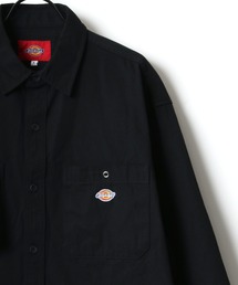 Dickies/ディッキーズ オーバーサイズ T/Cツイル ミニロゴワッペン ワンポイント刺繍 ワークシャツ