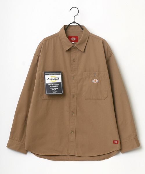 Dickies(ディッキーズ)の「Dickies/ディッキーズ オーバーサイズ T/Cツイル ミニロゴワッペン ワンポイント刺繍 ワークシャツ(シャツ/ブラウス・メンズ・ブラック/ベージュ/ホワイト系その他/ブルー系その他・M/L/XL)」の11枚目の写真