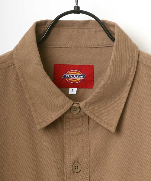 Dickies(ディッキーズ)の「Dickies/ディッキーズ オーバーサイズ T/Cツイル ミニロゴワッペン ワンポイント刺繍 ワークシャツ(シャツ/ブラウス・メンズ・ブラック/ベージュ/ホワイト系その他/ブルー系その他・M/L/XL)」の14枚目の写真