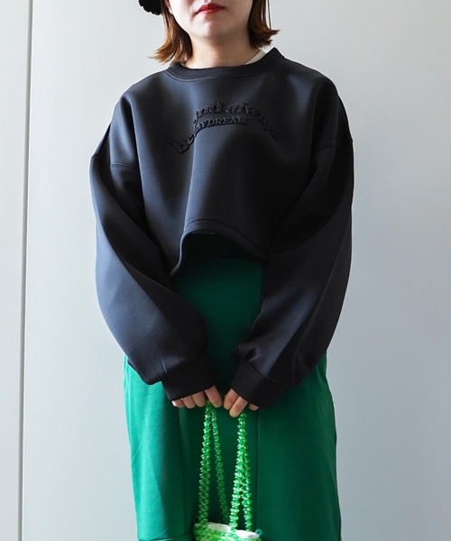 VENCEEXCHANGE（ヴァンスエクスチェンジ）の「ショート丈エンボス加工ダンボールプルオーバー（スウェット・レディース・ブラック/オフホワイト/グリーン・FREE）」の12枚目の写真