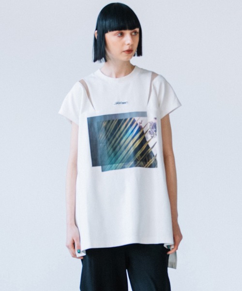 AULA AILA(アウラアイラ)の「グリーンサムタイムブルーTシャツ(Tシャツ/カットソー・レディース・ホワイト/チャコールグレー/ブラック・0)」の1枚目の写真