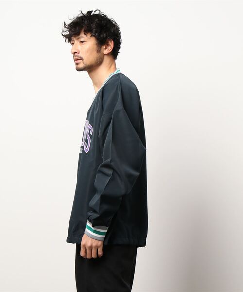 CPCM（シーピーシーエム）の「ラインリブカレッジ布帛プルオーバー（シャツ/ブラウス・メンズ・チャコールグレー/グリーン/マスタード・MEDIUM/LARGE）」の5枚目の写真