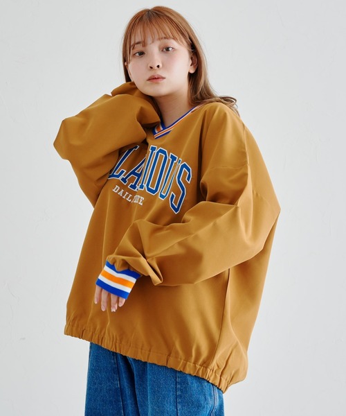 CPCM（シーピーシーエム）の「ラインリブカレッジ布帛プルオーバー（シャツ/ブラウス・メンズ・チャコールグレー/グリーン/マスタード・MEDIUM/LARGE）」の9枚目の写真