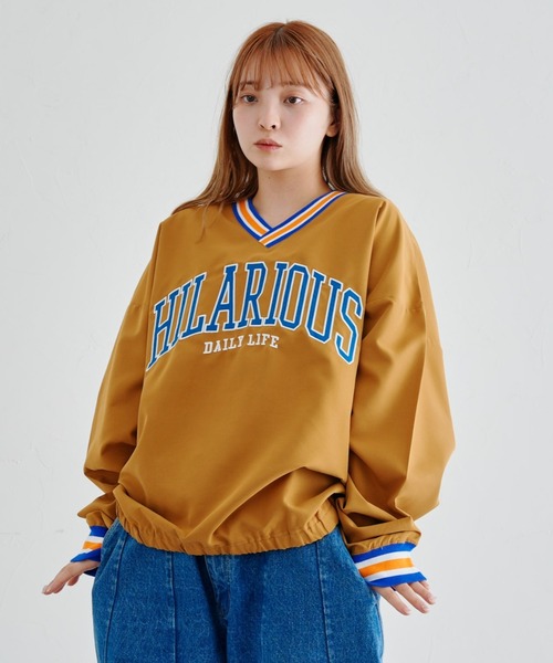 CPCM（シーピーシーエム）の「ラインリブカレッジ布帛プルオーバー（シャツ/ブラウス・メンズ・チャコールグレー/グリーン/マスタード・MEDIUM/LARGE）」の6枚目の写真