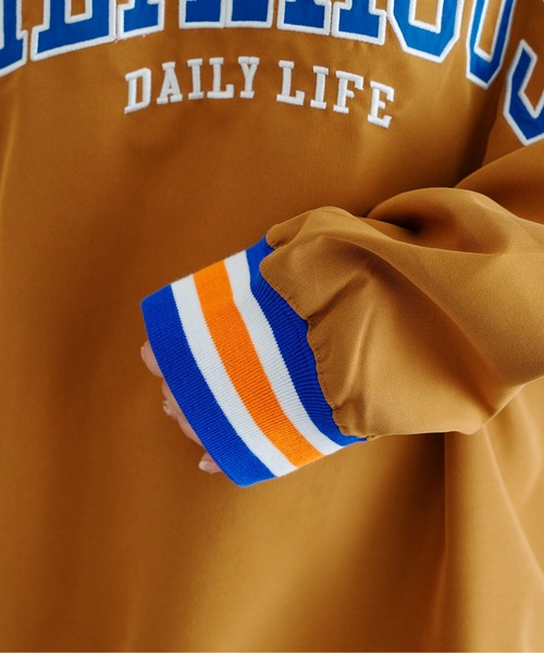 CPCM（シーピーシーエム）の「ラインリブカレッジ布帛プルオーバー（シャツ/ブラウス・メンズ・チャコールグレー/グリーン/マスタード・MEDIUM/LARGE）」の15枚目の写真