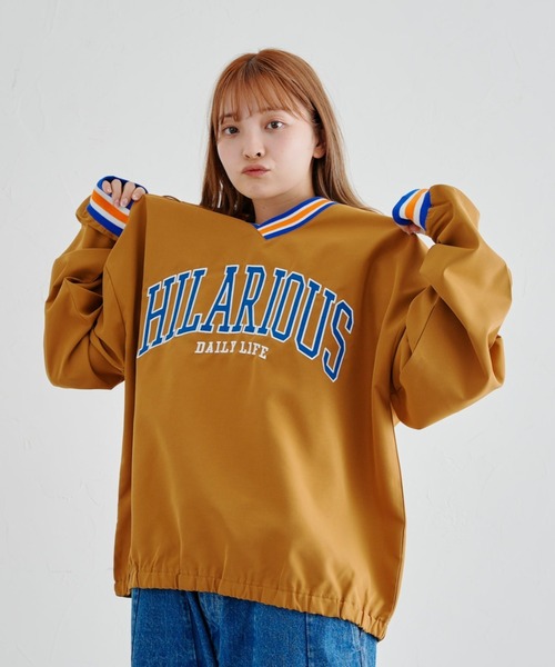 CPCM（シーピーシーエム）の「ラインリブカレッジ布帛プルオーバー（シャツ/ブラウス・メンズ・チャコールグレー/グリーン/マスタード・MEDIUM/LARGE）」の11枚目の写真