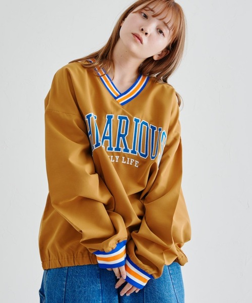 CPCM（シーピーシーエム）の「ラインリブカレッジ布帛プルオーバー（シャツ/ブラウス・メンズ・チャコールグレー/グリーン/マスタード・MEDIUM/LARGE）」の8枚目の写真