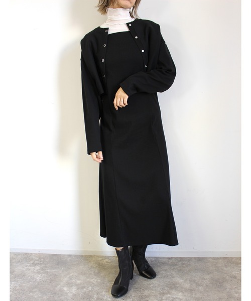 MLI'A(エムリア)の「マーメイドリブキャミワンピース(セットアップ対応)(ワンピース・レディース・アイボリー/ブラック/グリーン/ブルー/オレンジ/ホワイト×ネイビー・M)」の14枚目の写真