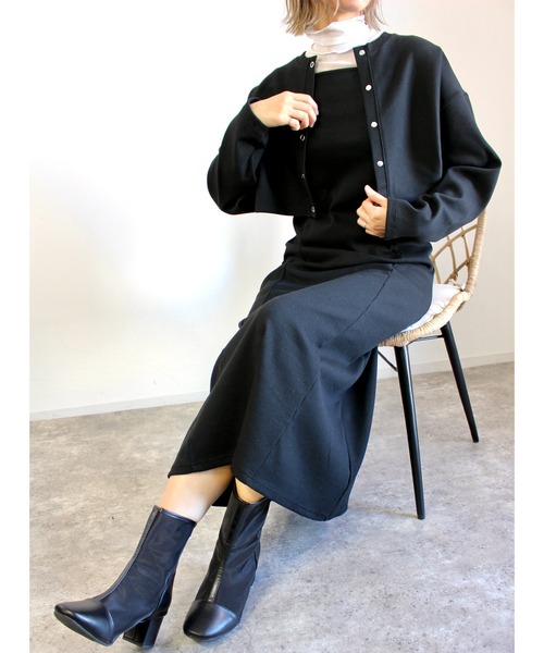 MLI'A(エムリア)の「マーメイドリブキャミワンピース(セットアップ対応)(ワンピース・レディース・アイボリー/ブラック/グリーン/ブルー/オレンジ/ホワイト×ネイビー・M)」の17枚目の写真