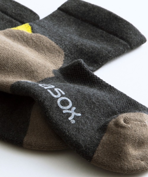 rasox（ラソックス）の「rasox（ラソックス）／　ブロックパイル・ミッド（ソックス/靴下・レディース・チャコールグレー/ベージュ/カーキ・SMALL/MEDIUM/LARGE）」の4枚目の写真