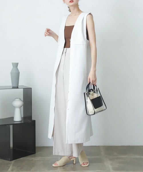 SENSE OF PLACE by URBAN RESEARCH（センスオブプレイスバイアーバンリサーチ）の「『One-C/低身長向けサイズ展開あり』フロントボタンジャンパースカート（ジャンパースカート・レディース・ブラック/グリーン/アイボリー・SHORT/ONE）」の4枚目の写真