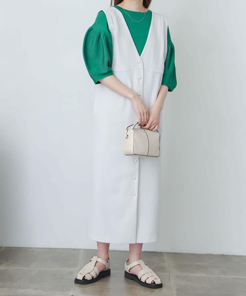 SENSE OF PLACE by URBAN RESEARCH（センスオブプレイスバイアーバンリサーチ）の「『One-C/低身長向けサイズ展開あり』フロントボタンジャンパースカート（ジャンパースカート・レディース・ブラック/グリーン/アイボリー・SHORT/ONE）」の13枚目の写真