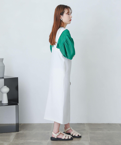 SENSE OF PLACE by URBAN RESEARCH（センスオブプレイスバイアーバンリサーチ）の「『One-C/低身長向けサイズ展開あり』フロントボタンジャンパースカート（ジャンパースカート・レディース・ブラック/グリーン/アイボリー・SHORT/ONE）」の16枚目の写真