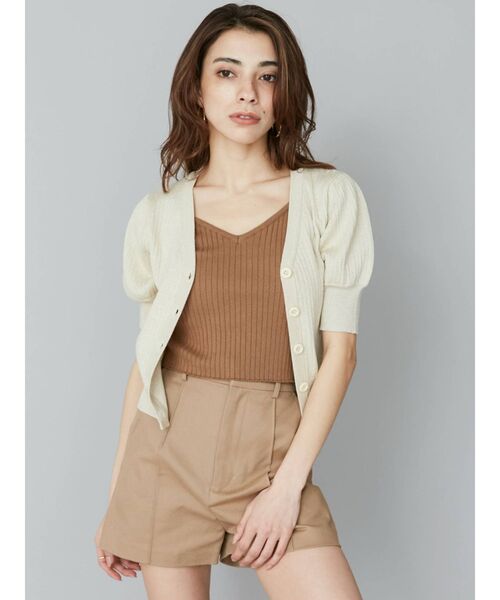 EVRIS（エヴリス）の「ラメショートスリーブカーディガン（カーディガン/ボレロ・レディース・ブラック/グリーン/アイボリー・FREE）」の8枚目の写真