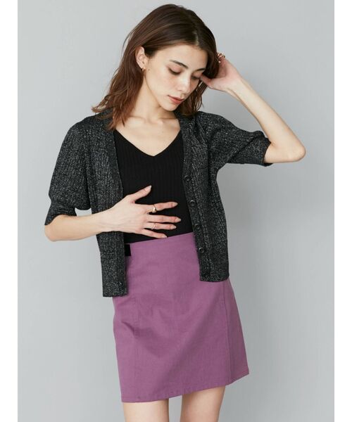 EVRIS（エヴリス）の「ラメショートスリーブカーディガン（カーディガン/ボレロ・レディース・ブラック/グリーン/アイボリー・FREE）」の11枚目の写真