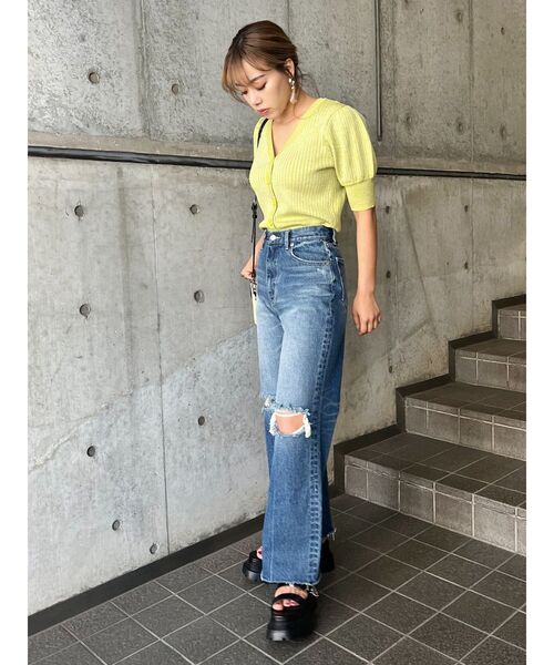 EVRIS（エヴリス）の「ラメショートスリーブカーディガン（カーディガン/ボレロ・レディース・ブラック/グリーン/アイボリー・FREE）」の21枚目の写真