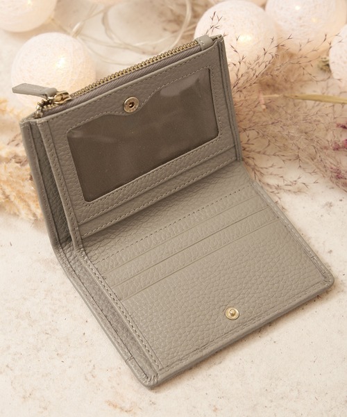 mieno（ミエノ）の「[mieno]牛革レザー二つ折りミニ財布（財布・レディース・ベージュ/ブルー/レモンイエロー/ローズ/ウッド/ブラウン/ブラック/キャメル・FREE）」の9枚目の写真