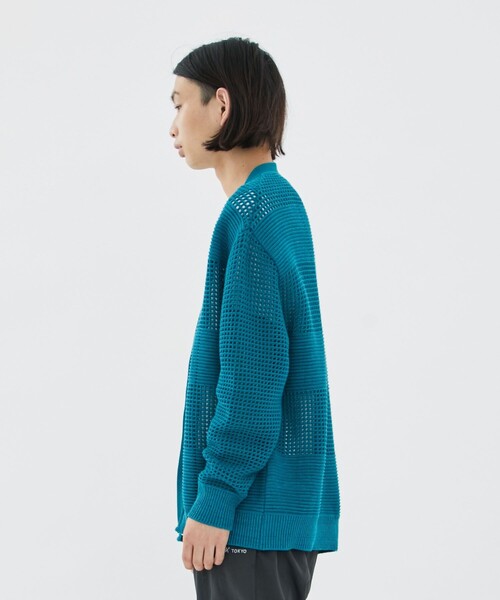 CITY TOKYO（シティトウキョウ）の「メッシュコントラストカーディガン（カーディガン/ボレロ・メンズ・ホワイト/グレー/レッド/ライム/グリーン・1/2）」の6枚目の写真