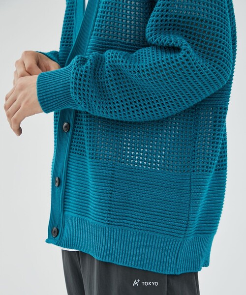 CITY TOKYO（シティトウキョウ）の「メッシュコントラストカーディガン（カーディガン/ボレロ・メンズ・ホワイト/グレー/レッド/ライム/グリーン・1/2）」の11枚目の写真