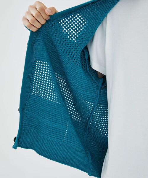 CITY TOKYO（シティトウキョウ）の「メッシュコントラストカーディガン（カーディガン/ボレロ・メンズ・ホワイト/グレー/レッド/ライム/グリーン・1/2）」の13枚目の写真