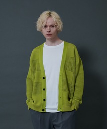 メッシュコントラストカーディガン