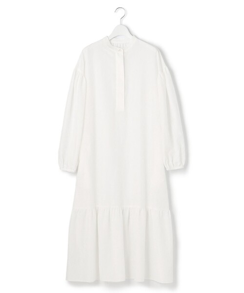 Feroux(フェルゥ)の「【洗える】ワッシャーエステル裾ティアード ワンピース(ドレス・レディース・ホワイト系/スカイブルー系/ブラック系/スモーキーグリーン系1・1/2)」の1枚目の写真