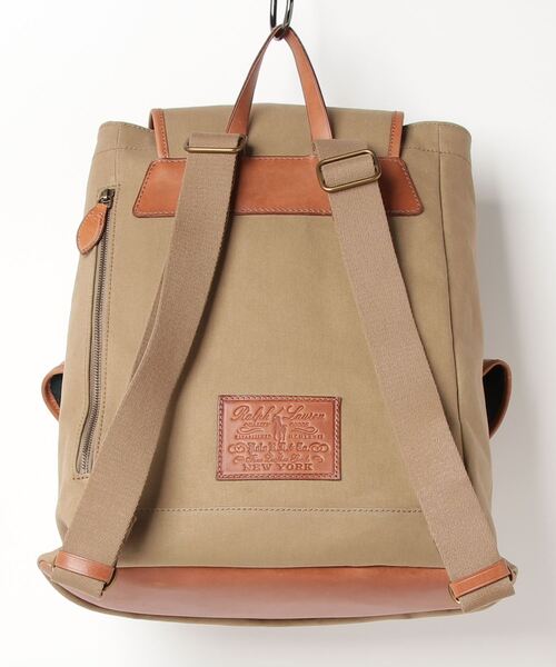 POLO RALPH LAUREN(ポロ ラルフ ローレン)の「ヘリテージ レザートリム キャンバス バックパック(バックパック/リュック・メンズ・ブラウン系3・ONE)」の4枚目の写真