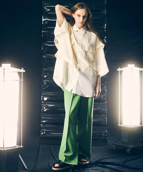 MAISON SPECIAL(メゾンスペシャル)の「《ユニセックスアイテム》梨地ダブルクロスピンタック1タックワイドパンツ【MAISON SPECIAL/メゾンスペシャル】(その他パンツ・メンズ・ブルー/ブラック/レッド/グリーン/オフホワイト・0/2/1)」の9枚目の写真