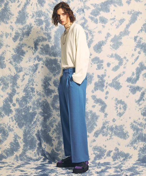 MAISON SPECIAL(メゾンスペシャル)の「《ユニセックスアイテム》梨地ダブルクロスピンタック1タックワイドパンツ【MAISON SPECIAL/メゾンスペシャル】(その他パンツ・メンズ・ブルー/ブラック/レッド/グリーン/オフホワイト・0/2/1)」の12枚目の写真