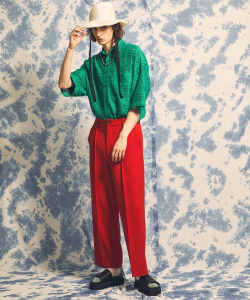 MAISON SPECIAL(メゾンスペシャル)の「《ユニセックスアイテム》梨地ダブルクロスピンタック1タックワイドパンツ【MAISON SPECIAL/メゾンスペシャル】(その他パンツ・メンズ・ブルー/ブラック/レッド/グリーン/オフホワイト・0/2/1)」の14枚目の写真