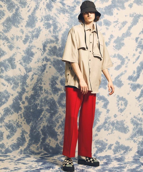 MAISON SPECIAL(メゾンスペシャル)の「《ユニセックスアイテム》梨地ダブルクロスピンタック1タックワイドパンツ【MAISON SPECIAL/メゾンスペシャル】(その他パンツ・メンズ・ブルー/ブラック/レッド/グリーン/オフホワイト・0/2/1)」の15枚目の写真