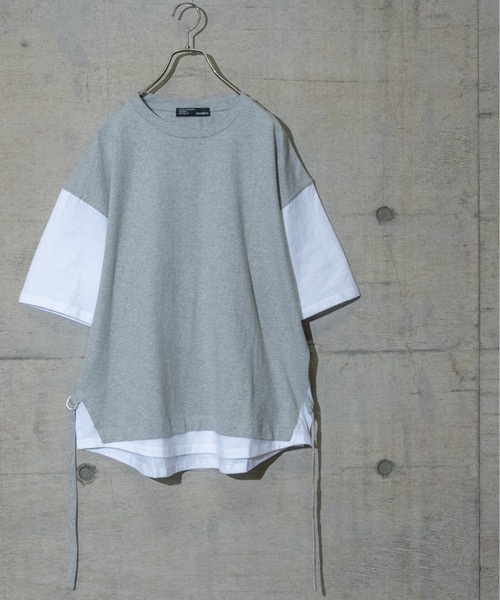 Naive magic（ナイーブマジック）の「【a】ソフト天竺フェイク配色半袖Tシャツ（Tシャツ/カットソー・メンズ・ブラック/ベージュ/グレー・MEDIUM/LARGE）」の3枚目の写真