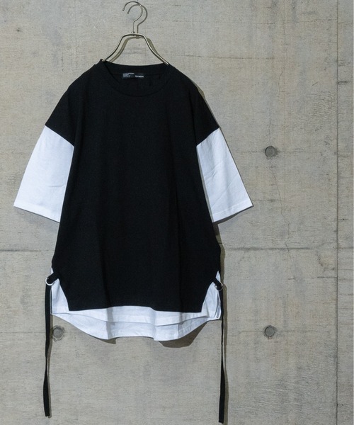 Naive magic（ナイーブマジック）の「【a】ソフト天竺フェイク配色半袖Tシャツ（Tシャツ/カットソー・メンズ・ブラック/ベージュ/グレー・MEDIUM/LARGE）」の2枚目の写真