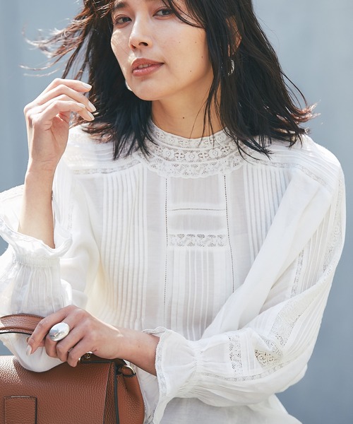 RIVE DROITE（リヴドロワ）の「リバーレースブラウス（シャツ/ブラウス・レディース・オフホワイト/ブラック・FREE）」の4枚目の写真