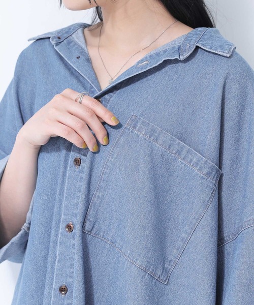 osharewalker（オシャレウォーカー）の「【廃盤】『コットンデニムオーバーシャツ』（シャツ/ブラウス・レディース・インディゴブルー/ブルー・FREE）」の16枚目の写真