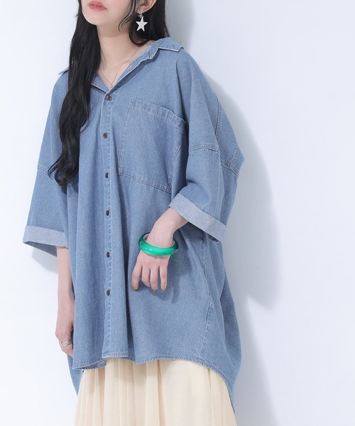 osharewalker（オシャレウォーカー）の「【廃盤】『コットンデニムオーバーシャツ』（シャツ/ブラウス・レディース・インディゴブルー/ブルー・FREE）」の18枚目の写真
