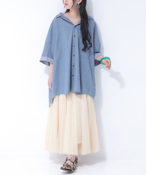 osharewalker（オシャレウォーカー）の「【廃盤】『コットンデニムオーバーシャツ』（シャツ/ブラウス・レディース・インディゴブルー/ブルー・FREE）」の19枚目の写真