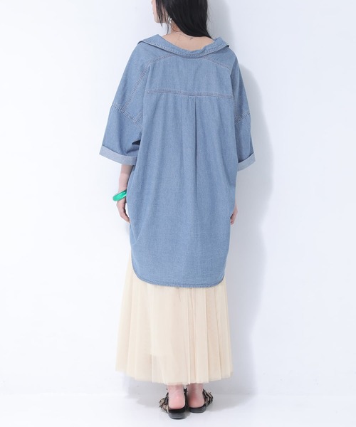 osharewalker（オシャレウォーカー）の「【廃盤】『コットンデニムオーバーシャツ』（シャツ/ブラウス・レディース・インディゴブルー/ブルー・FREE）」の21枚目の写真