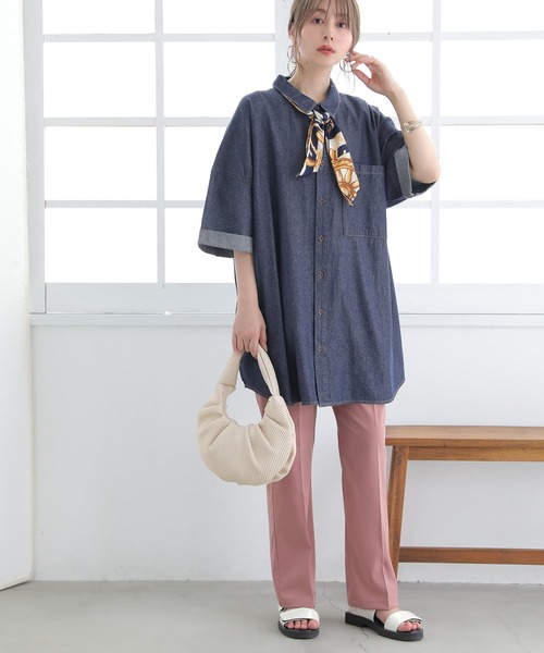 osharewalker（オシャレウォーカー）の「【廃盤】『コットンデニムオーバーシャツ』（シャツ/ブラウス・レディース・インディゴブルー/ブルー・FREE）」の5枚目の写真