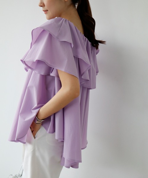チャコット フリル付きパープルオフショルダー Mサイズ ELFRANK（エルフランク）の「2wayオフショルダーフリルブラウス