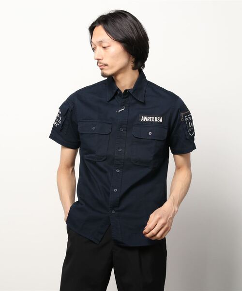 AVIREX（アヴィレックス）の「ファティーグ カーキシャツ/ S/S FATIGUE KHAKI SHIRT/ avirex/ アヴィレックス（シャツ/ブラウス・メンズ・ブラック/ホワイト/オリーブ/ネイビー・SMALL/LARGE/X-LARGE/MEDIUM）」の4枚目の写真