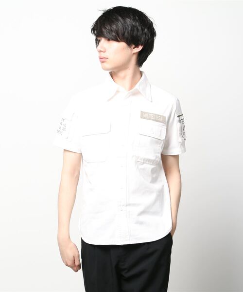 AVIREX（アヴィレックス）の「ファティーグ カーキシャツ/ S/S FATIGUE KHAKI SHIRT/ avirex/ アヴィレックス（シャツ/ブラウス・メンズ・ブラック/ホワイト/オリーブ/ネイビー・SMALL/LARGE/X-LARGE/MEDIUM）」の2枚目の写真